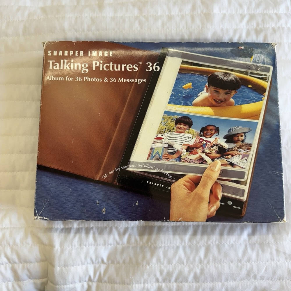 Sharper Image Talking Pictures 36 Recordable Photo Album Faux Leather Cover